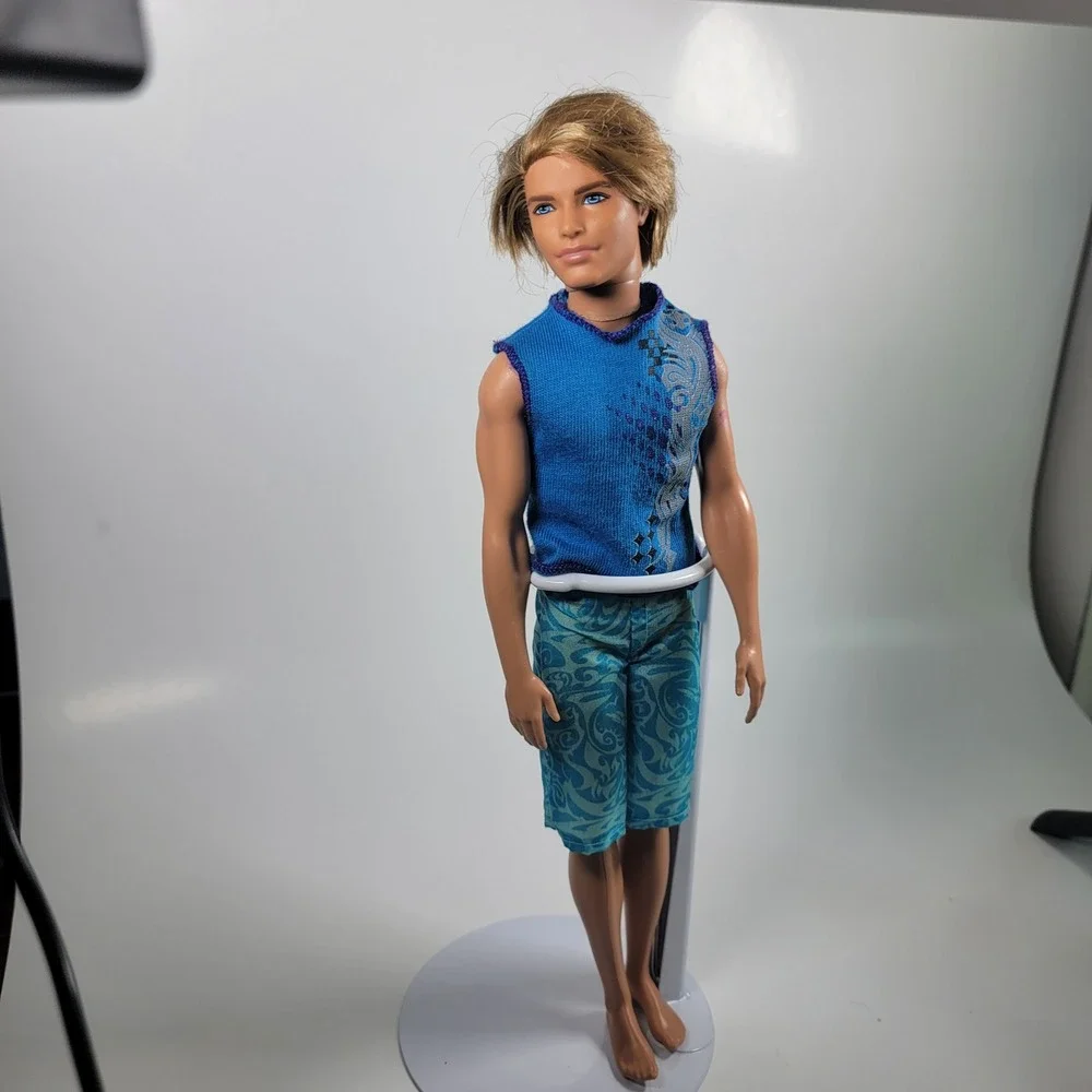 Barbie Ken Doll Rooted Hair 2010 Blue Sleeveless Top & Shorts Fashion Figure Toy